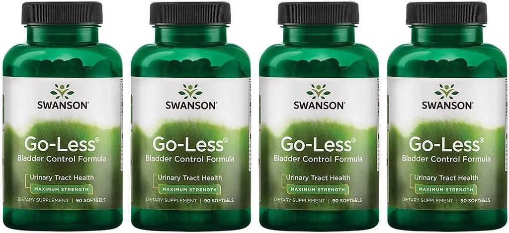 Swanson Go-Less Bladder Formule de contrôle - Promotion de la santé urinaire et le soutien de la vésicule saine - Supplément naturel pour les adultes avec extrait de graines de citrouille - (90 Softgels) 4 Pack