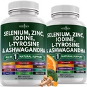 NEW AGE Sélénium, Zinc, Iodine, L Tyrosine, Ashwagandha - Supplément pour les femmes et les hommes avec Bladderwrack, Turmeric, Silica Kelp, Schisandra - 120 comte