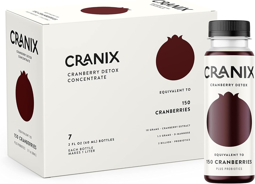 NGL Cranix - Cranberry naturel 2fl oz Detox Shops for Urinary Wellness - 7 Pack - Plus vinaigre de cidre de pomme, probiotiques, D-Mannose et bêtaine