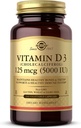 Solgar Vitamine D3 (Cholecalciferol) 125 mcg (5000 UI), 240 capsules végétales - aide à maintenir des os et des dents sains - système immunitaire - non-OGM, sans gluten - 240 portions totales