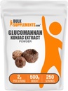BulkSupplements.com Poudre de Glucomannane - de la poudre d'extrait de racine de Konjac, Suppléments de Glucomannane - Sans gluten, 2g par portion, 500g (1,1 lb) (paquet de 1)