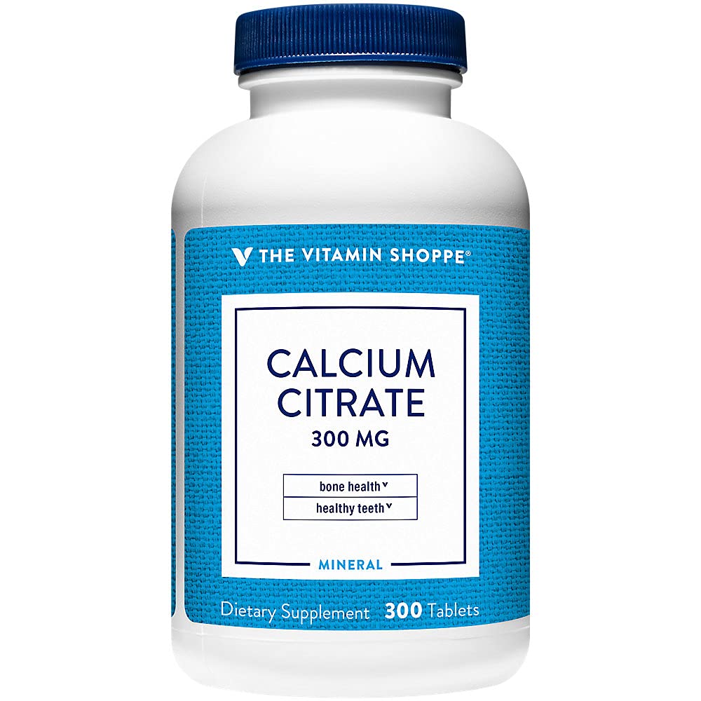 The Vitamin Shoppe Calcium Citrate 300 mg Tablets, Highly Absorbable Calcium Supplement for Bone Strength, Teeth Health and Muscle Function, Gluten Free, Soy & Dairy Free, 300 Tablets