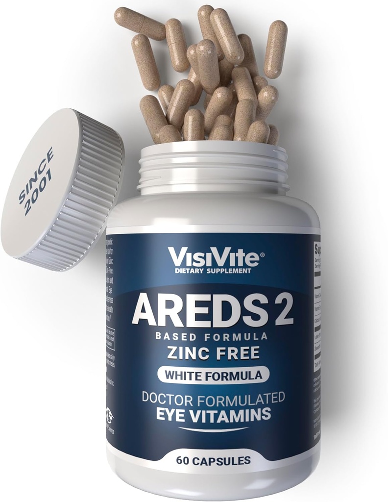 Sans zinc AREDS 2 Vitamines oculaires - Sans zinc Vitamines oculaires - Zeaxanthin Plus Lutéine Vitamines oculaires - Sans soja VCaps - Sans zinc et cuivre