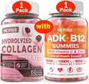 NEVISS 1Pack Gommies de collagène hydrolysées + 1Pack Vitamine ADK avec Gommies B12