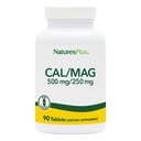 NaturesPlus Cal/Mag - 90 comprimés végétariens - 500 mg de calcium et 250 mg de magnésium - 90 portions