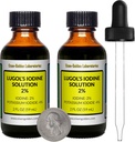 Iodine de Lugol / Solution de 2% / 4 Oz dans deux bouteilles en verre ambre/Droppers gratuits/USA