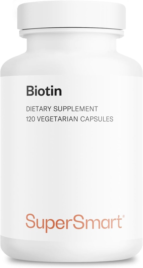 Supersmart - Biotin 10,000mcg / 10g per Day (High Potency) - Vitamin B7 Biotin Supplement - Healthy Hair, Skin & Nails | Non-GMO & Gluten Free - 120 Vegetarian Capsules