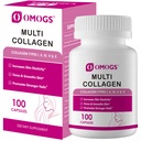 OMOGS Collagen Peptides Capsule,Collagène hydrolysé naturel avec extrait prébiotique et canneberge - Cheveux, peau, ongles, articulations, santé digestive et soutien immunitaire, non-OGM, 100 Capsule