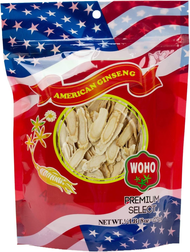 WOHO Ginseng américain #127,8 Grand sac de tranche 8oz