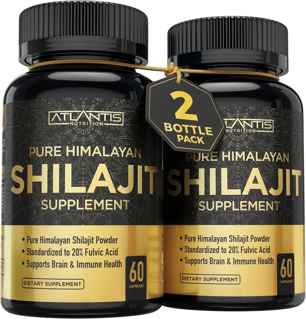 Atlantis Nutrition Himalayan Shilajit Capsules Formulées avec 20 % d'acide fulvique.