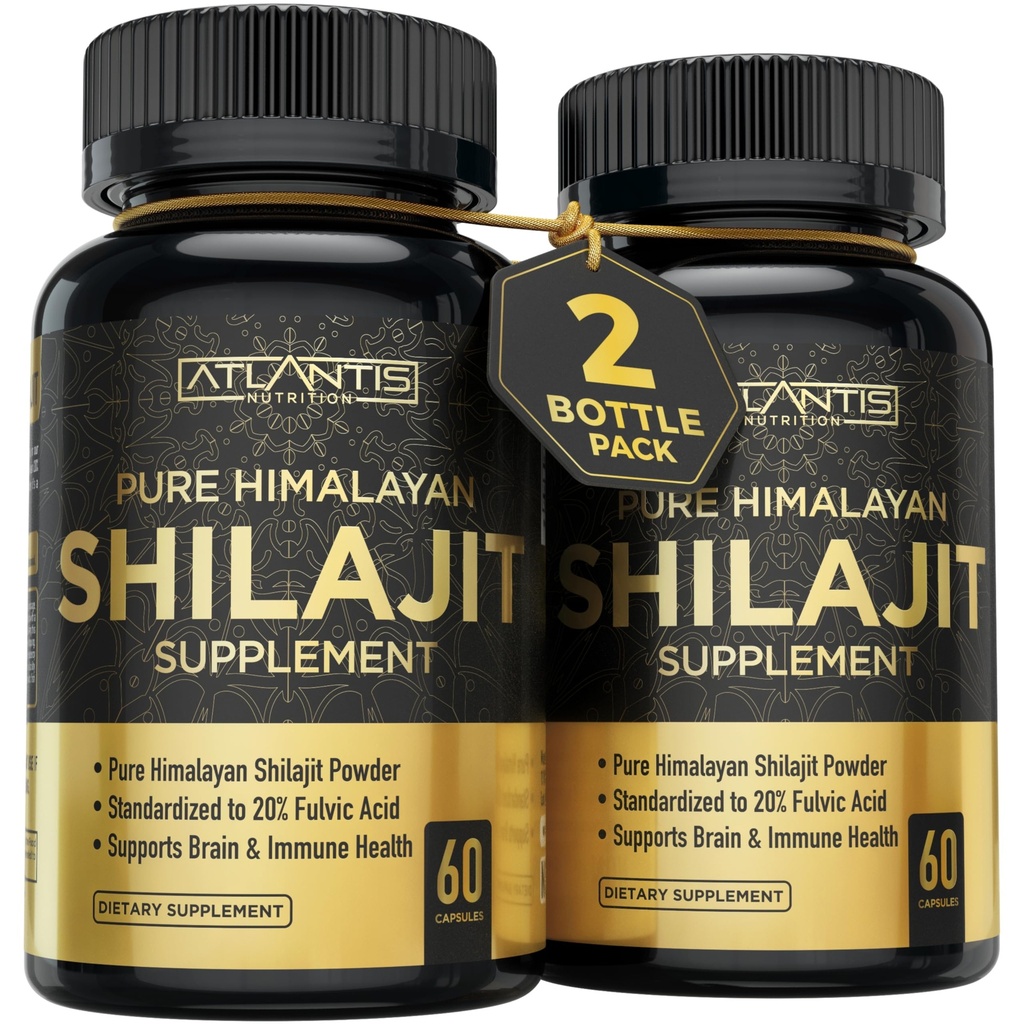 Atlantis Nutrition Himalayan Shilajit Capsules Formulées avec 20 % d'acide fulvique.