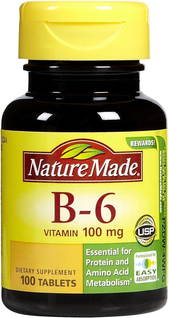 Nature faite de vitamine B6 100 mg Tables, 100 ct