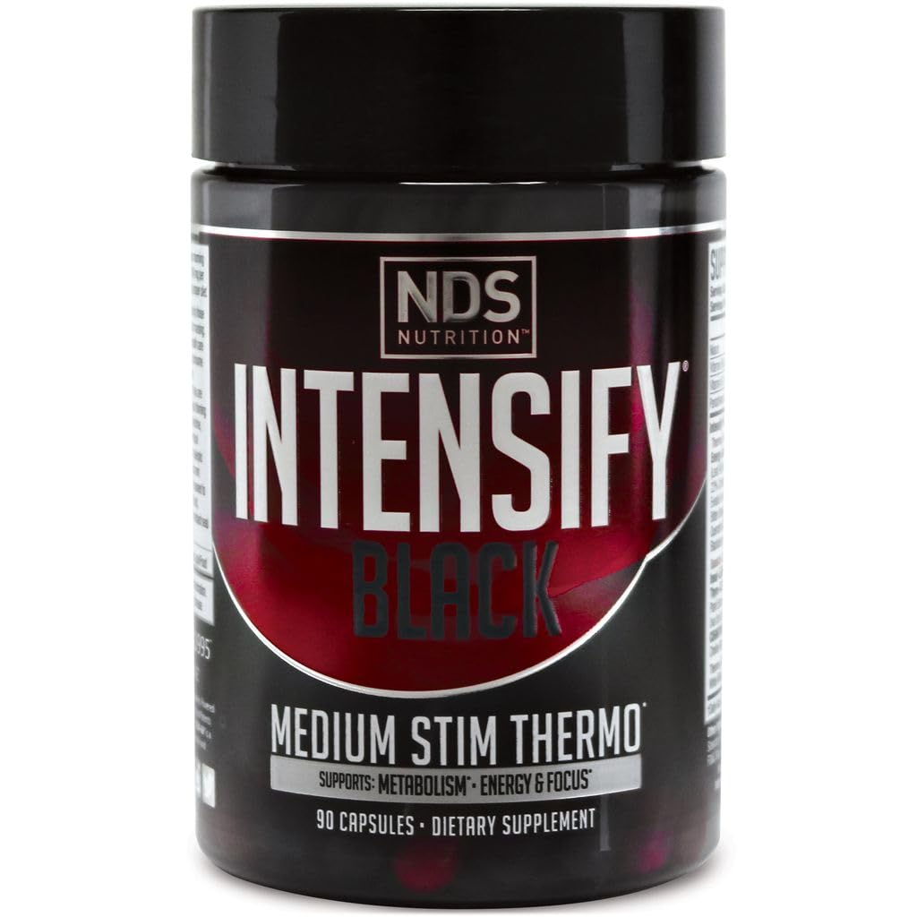 Intensifier NDS Nutrition Noir - Mélange thermogénique avec Advantra Z pour la perte de graisse et d'eau - Boost Métabolisme, Calories de brûlure, Aide à réprimer l'appétit - Améliorer la tonalité corporelle, Définition musculaire - 90 Capsules