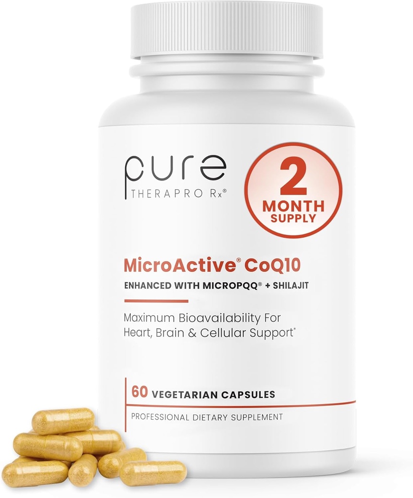 MicroActive CoQ10 Enhanced with MicroPQQ + Shilajit “Sustained Release” 60 Veg Caps | Convenient Once a Day Clinical Dose | 2 Month Supply | Vegan | Pharmaceutical Grade