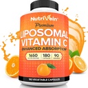 Nutrivein Premium supplément de vitamine C liposomique 1650mg - 180 capsules: haute absorption haute dose de vitamine C capsules pour défenses de corps entiers et le bien-être général