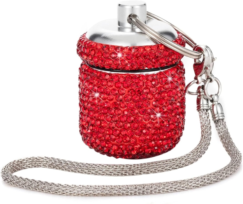 Petite boîte à pilules Porte-clés Mignon Mini Pillet Fob Fancy Pill Pockets Conteneur Entreposage Vitamine Organisateur Porte-clés Pillet pour supplément de médecine (Rouge)