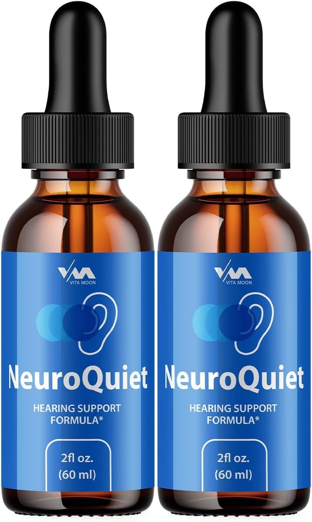 (2 packs) NeuroQuiet gouttes - Neuro Quiet Formule avancée de soutien auditif, santé cognitive et bien-être général, 2 mois d'approvisionnement