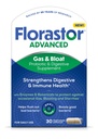 Florastor Advanced Gas et Bloat Probiotic, enzymes digestives et botaniques, plus probiotiques pour la santé digestive, 30 capsules