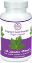 Papaya Poudre de feuille: 340mg Capsules: Ethycally source: Support plaquettaire: Sans gluten et lactose: Sans soja: Pas d'additifs: Non-OGM: Supplément alimentaire: Supplément alimentaire: (180X)