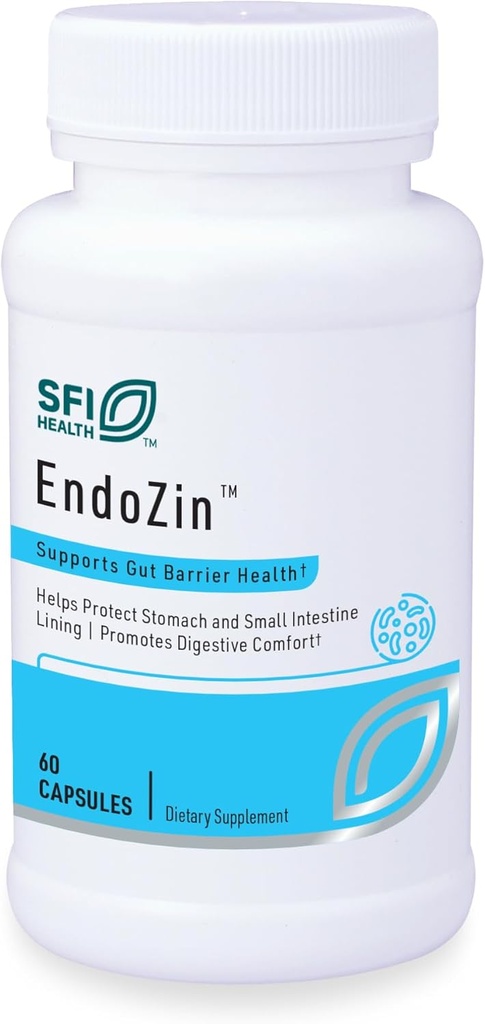 SFI Health Klair Labs Endozin - Complexe de carnosine de zinc avec L-Glutamine pour soutenir la fonction barrière intestinale, hypoallergénique (60 capsules)