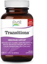 Pure Essence Labs Transitions Vitamines pour les femmes, Supplément naturel de soulagement de la ménopause pour promouvoir l'équilibre hormonal, réduire les éclairs chauds, les échangismes d'humeur et la sueur nocturne, 120 capsules