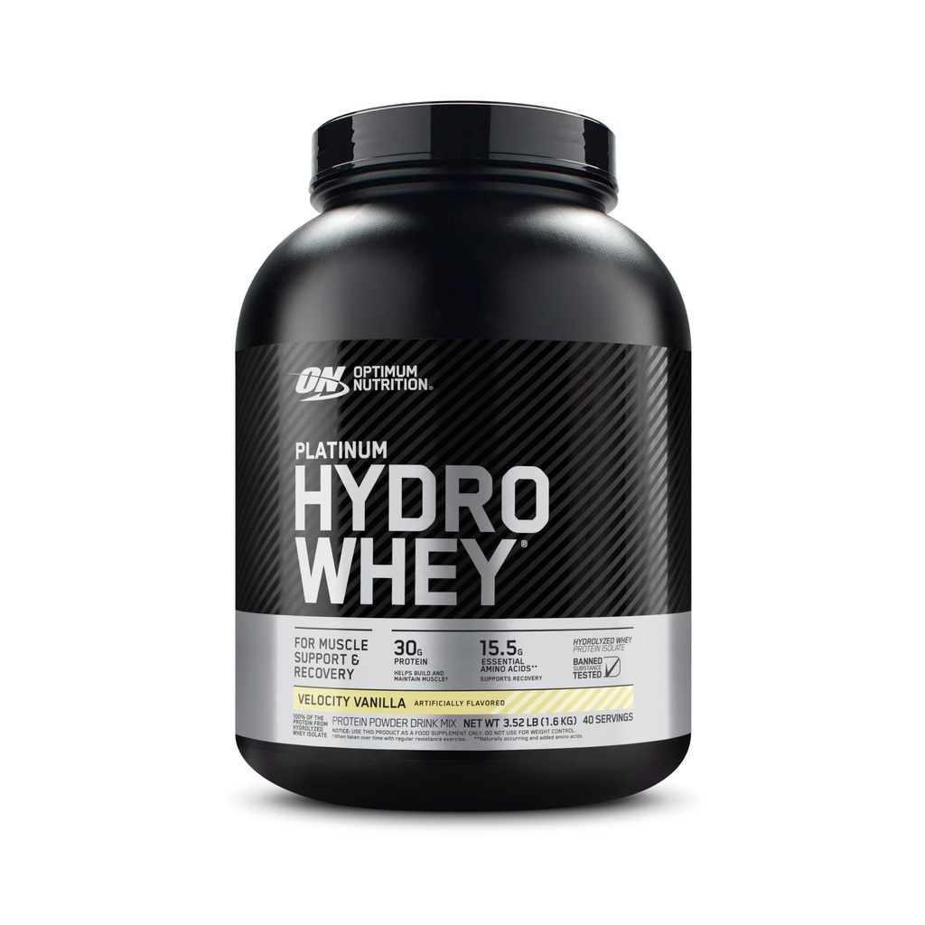 Optimum Nutrition Platine Hydrowhey poudre de protéines, 100% hydrolysé poudre de lactosérum isolat, saveur: vanille de vélocité, 3,5 livres (emballage mai Vary)