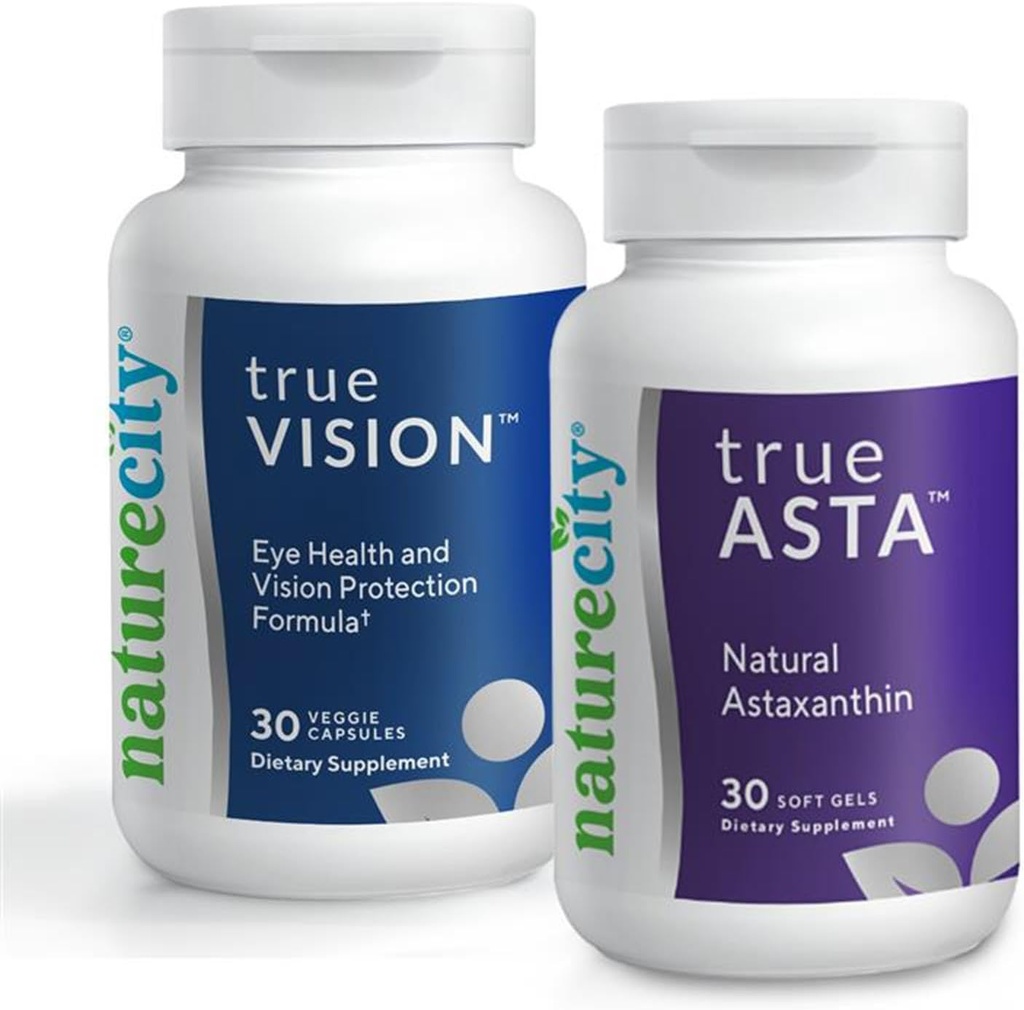 NatureCity Vision Support Bundle de TrueVision Eye Health Formula, 30 Capsules Veggie + TrueAsta Marine