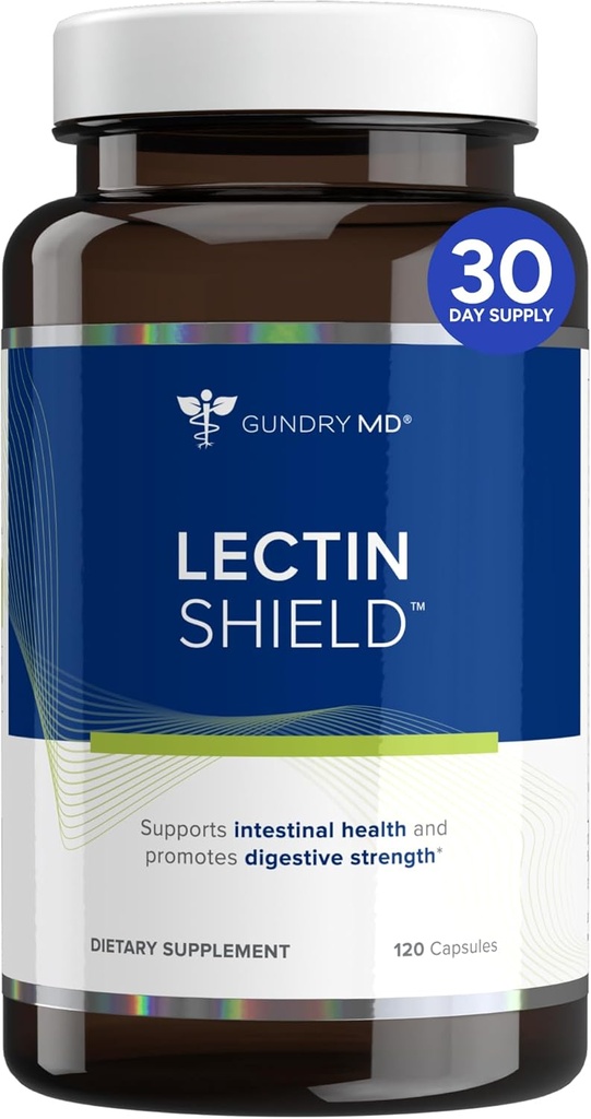 Gundry MD® Lectine Shield, Gut Health and Digestion Complement, aide à bloquer les lectines potentiellement nuisibles, soutient le confort digestif et la santé †*, 30 jours d'approvisionnement