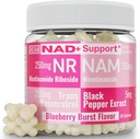SHIZAM Nicotinamide Riboside NR NAM Resvératrol Gummies, 1000mg NAD+ NAD + Plus Nrf2 Activator Booster w Pure Niacinamide Vitamines B3 Capsules Pills Poudre Suppléments Alt NDA Régénérateur 500mg