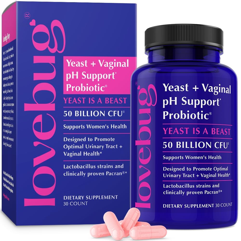 LOVEBUG Probiotiques pour les femmes avec Pancran® – Probiotique multi-train soutenant l'équilibre UTI, BV, Odor & PH - Probiotiques vaginaux pour les femmes Intimate Flora & Digestive Health - 30 capsules