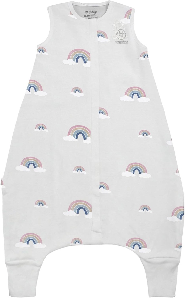 Woolino 4 Season Baby Sleep Bag avec pieds, Merino Wool et Cotton Walker Sleep Sack, Toddler Sleeping Bag, 18-36m, Rainbow