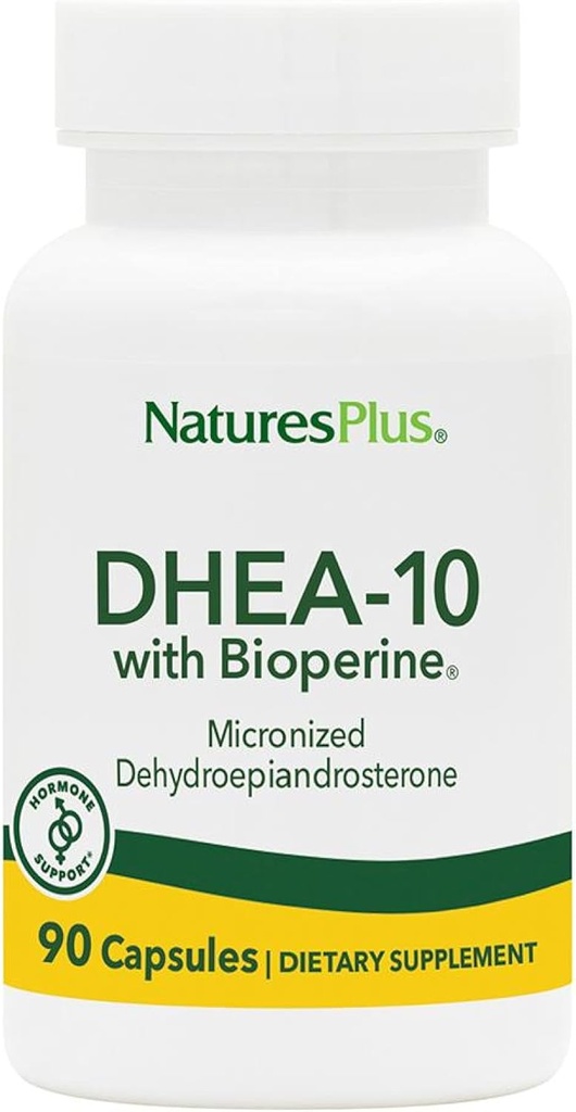 Natures Plus DHEA-10 avec Bioperine - 10 mg, 90 capsules végétariennes - Sans gluten - 90 portions