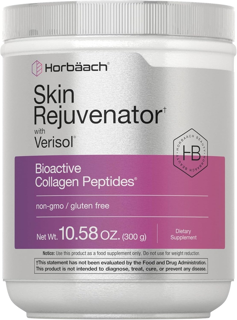 Régénérateur de peau Horbäach avec Verisol 10.58 oz. Poudre de peptide de collagène bioactive de type I et III.