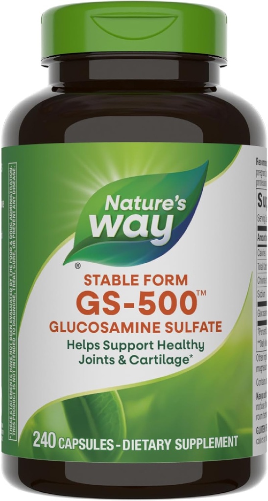 Nature's Way GS-500 Sulfate de glucosamine, Supplément de soutien de santé mixte*, 240 capsules