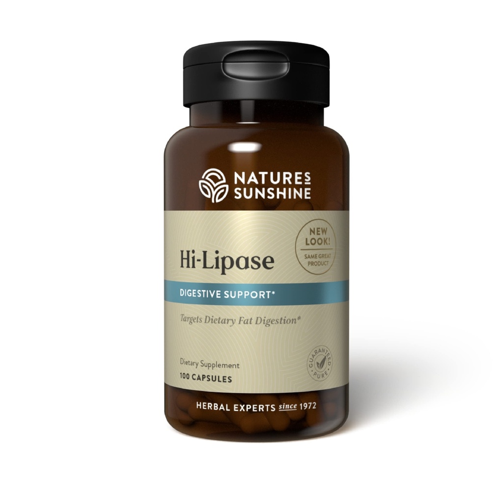 Nature's Sunshine Hi Lipase Dietary Supplement, 100 Capsules, complément puissant enzymatique qui permet au système digestif de digérer les graisses