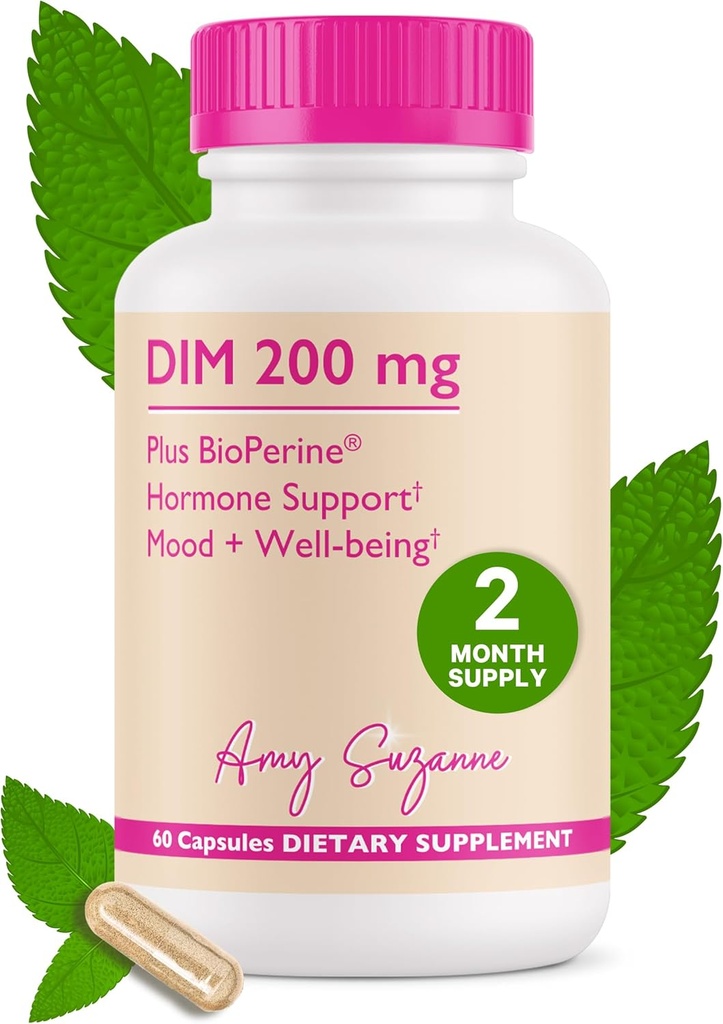 200 DIM Supplement for Women - Estrogen Metabolism and Hormone Harmony for Menopause, Perimenopause & PMS Support - DIM Plus Bioperine for Mood Support - 60 Day Supply, Vegan