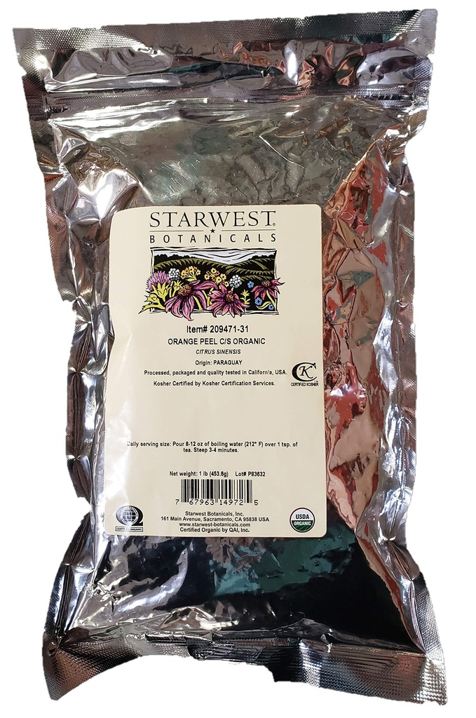 Poudre de Peel Orange biologique - Citrus sinensis, 1 lb, (Starwest Botanicals)