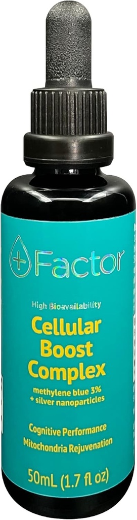 Plus Facteur Complexe Cellulaire Boost - 3% USP Grade Méthylène Blue & Silver Nano Particules - Cerveau Focus & Amélioration de la Mémoire - Mitochondria Booster - Boost Oxygène - Produire plus d'énergie