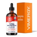 Mélange d'Immune Total Vimergy* Supplément liquide, 57 portions Support d'Immune à absorption rapide – All-Season, Zinc, Thym et Mullein gouttes non-OGM, Vegan, USDA Organic, Immunity Support for Adults (115 mL)