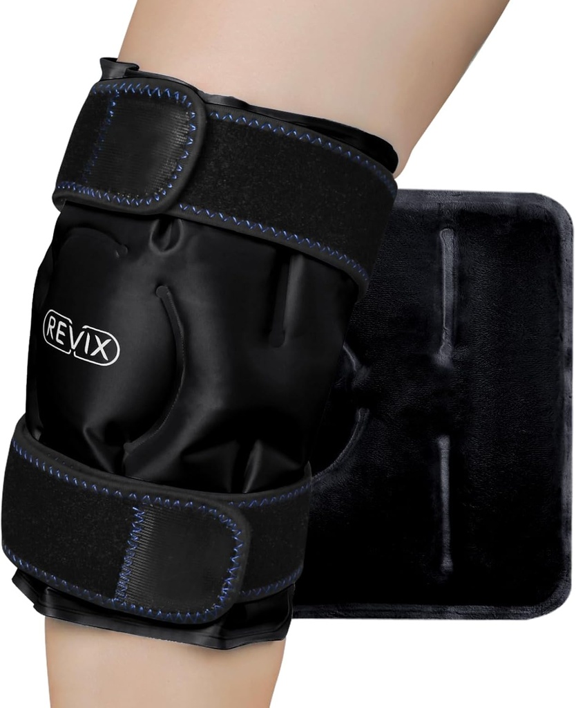 RETIX Enveloppe de glace pour le désagrément du genou, enveloppe réutilisable avec compresse froide pour le muscle Ache, favorise la récupération après l'entraînement, doublure en peluche douce, noir