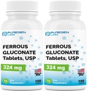 Puregen Labs Gluconate de fer 324 mg [haute puissance] Supplément en fer, doux sur l'estomac