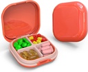Daily Pill Organizer 4 Compartiments, Petite Pill Box Portable Travel Pill Case, Mini Pill Container for Purse Pocket, Compact Travel Medicine Organizer for Vitamine, Cod Liver Oil, Supplément (Pink)