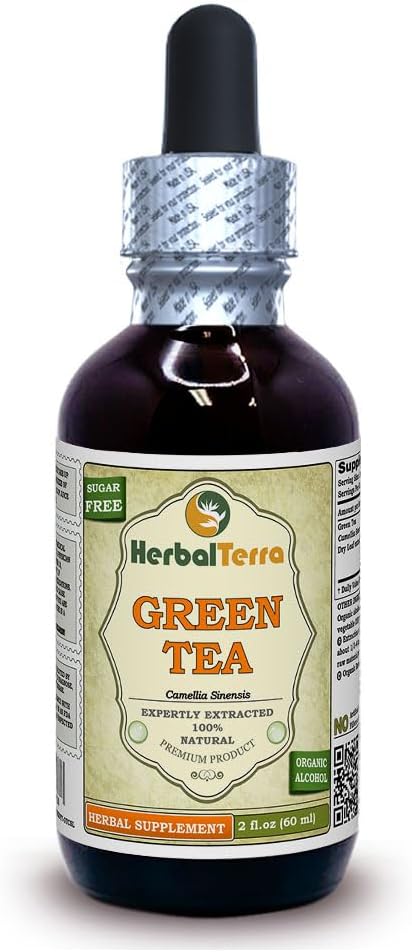 Herbal Terra LLC Thé vert (Camellia Sinensis) Teinture, feuilles séchées organiques Extrait liquide 2 oz