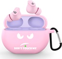 CACOE Couverture de boîtier en silicone pour Beats Studio Buds/Beats Studio Buds + 2023,Protection de la peau Beats Studio Buds Cas Shockproof Cute Funny Print Accessoires with Keychain(Pink)