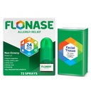 Spray anti-allergie à la flonase, soulagement multisymptômes non somnolents 24 heures sur 24 - 72 sprays plus Bonus Pack de tissus