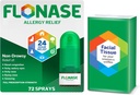 Spray anti-allergie à la flonase, soulagement multisymptômes non somnolents 24 heures sur 24 - 72 sprays plus Bonus Pack de tissus