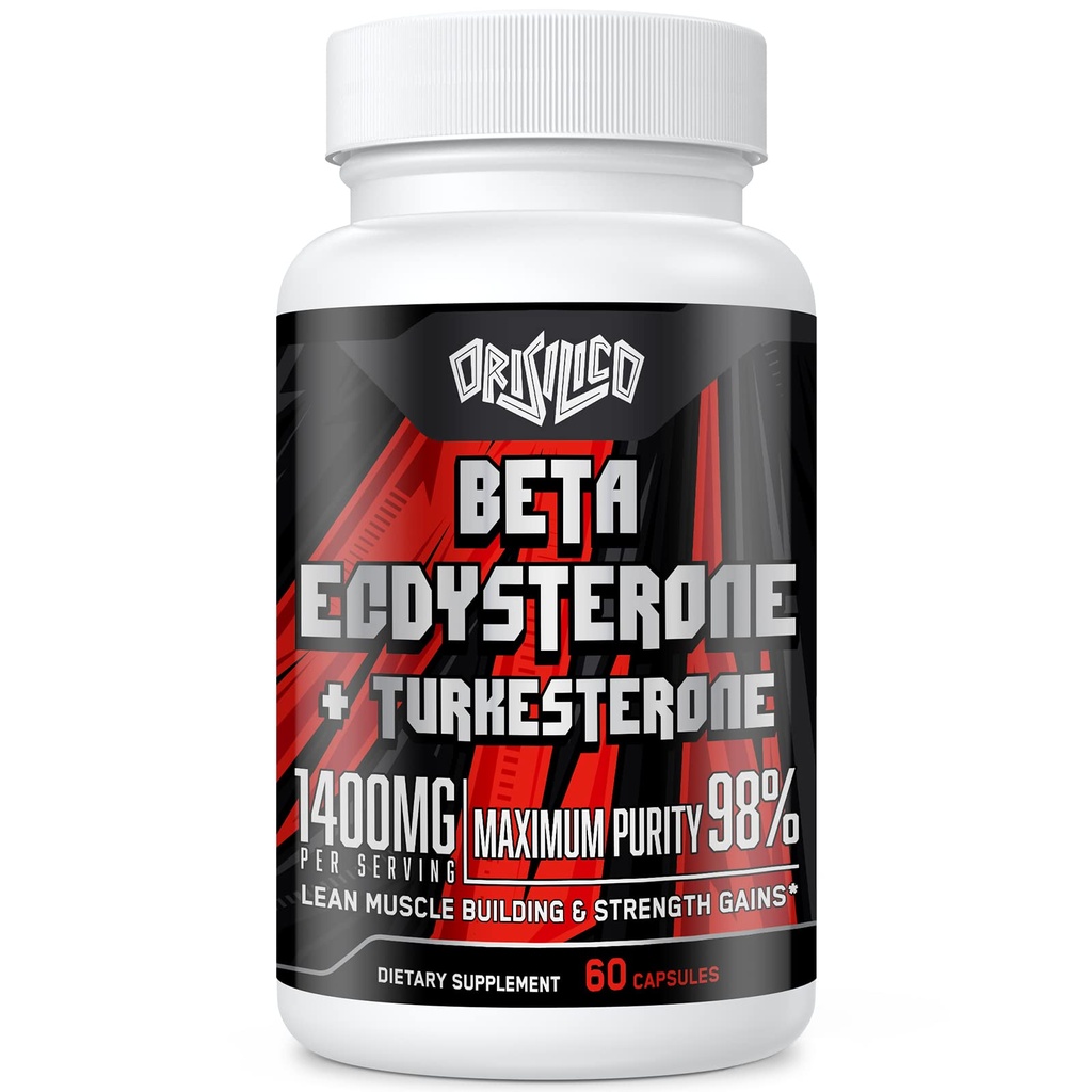 1400mg Bêta Ecdystérone et suppléments de turcestérone, 98% Bêta Ecdystérone et 20% Extrait de turcestérone pour la masse musculaire,Résistance, Synthèse protéique, 60 Capsules