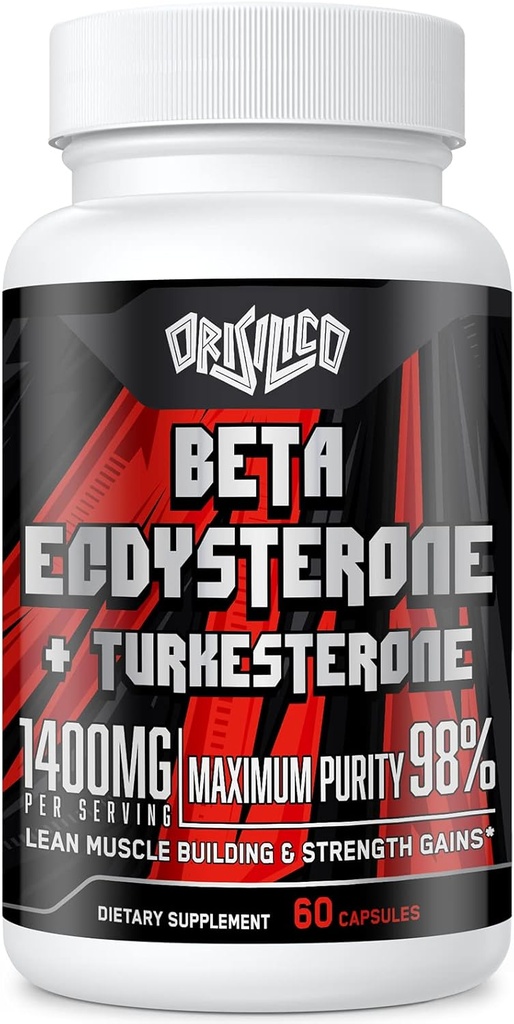 1400mg Beta Ecdystérone et suppléments de turcestérone, maximisé 98% Beta Ecdystérone et 20% Extrait de turcestérone pour la masse musculaire,Résistance, Synthèse protéique, 60 Capsules
