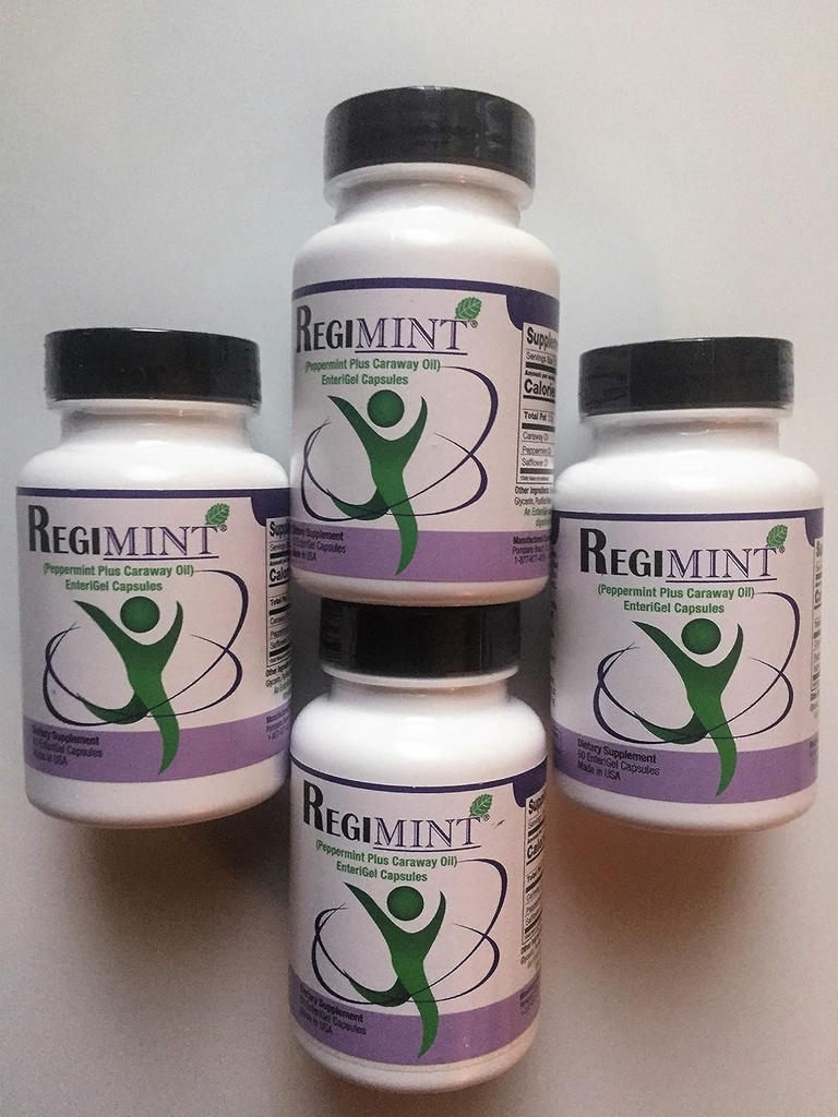 Huile de menthe poivrée et bouchons entériques caraway. IBS (4 bouteilles)