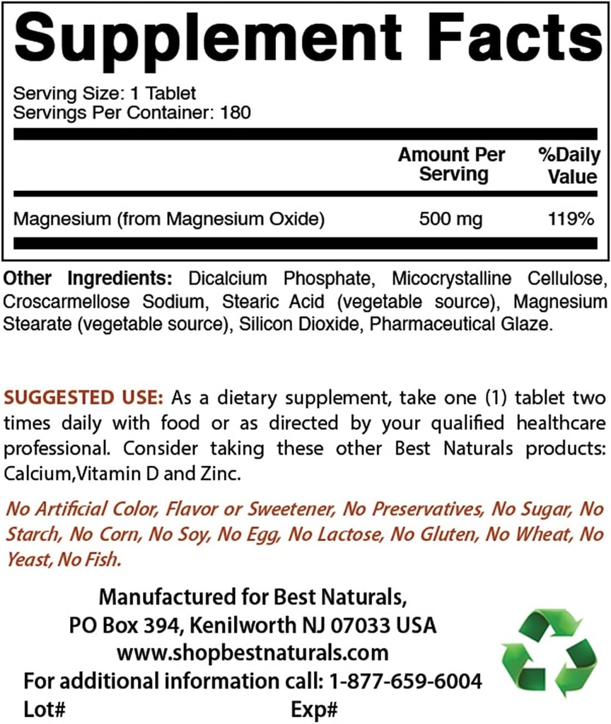 Magnesium Oxide 500 mg & Vitamin B12 6000 mcg